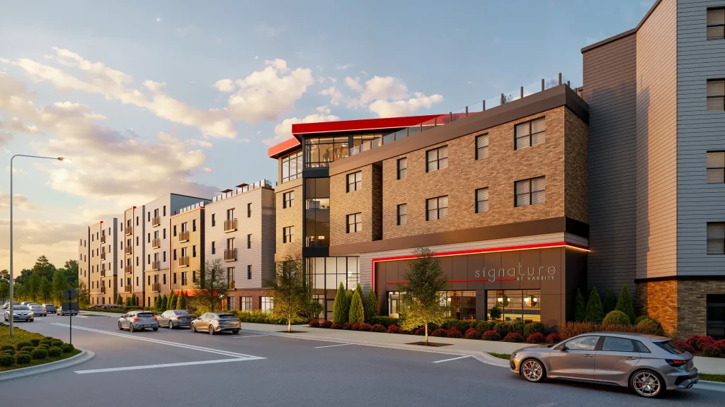 signature at varsity apartments building exterior street view